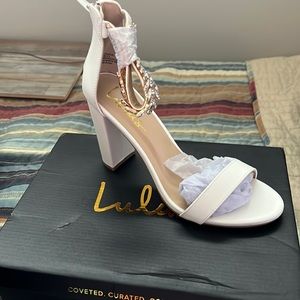 Lulu’s Milan White Ankle Strap heel